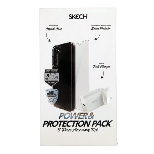 SKECH IPH 15 Bundle Pack Clear Case + Screen Protector + 30W PD 3 PIN Charger