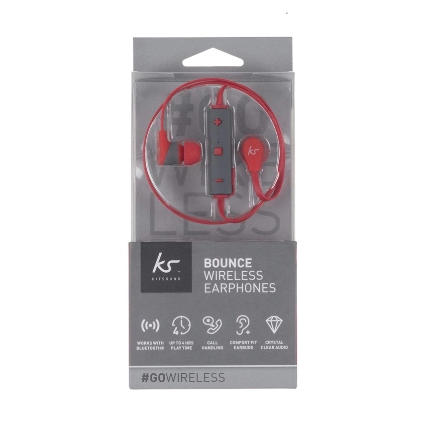 Kitsound Bounce Bluetooth Draadloze In-Ear Koptelefoon Rood