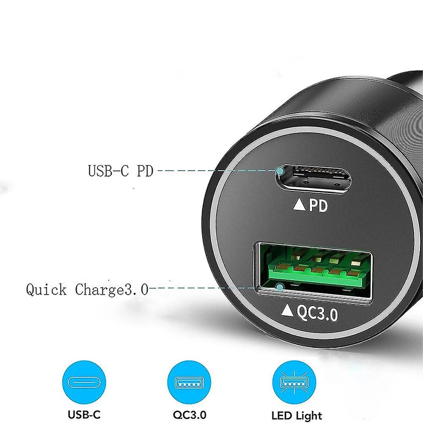 PD 38W Black Car Charger