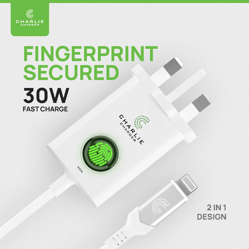 Charlie Charger 30W  Lightning USB 1 Metre  White